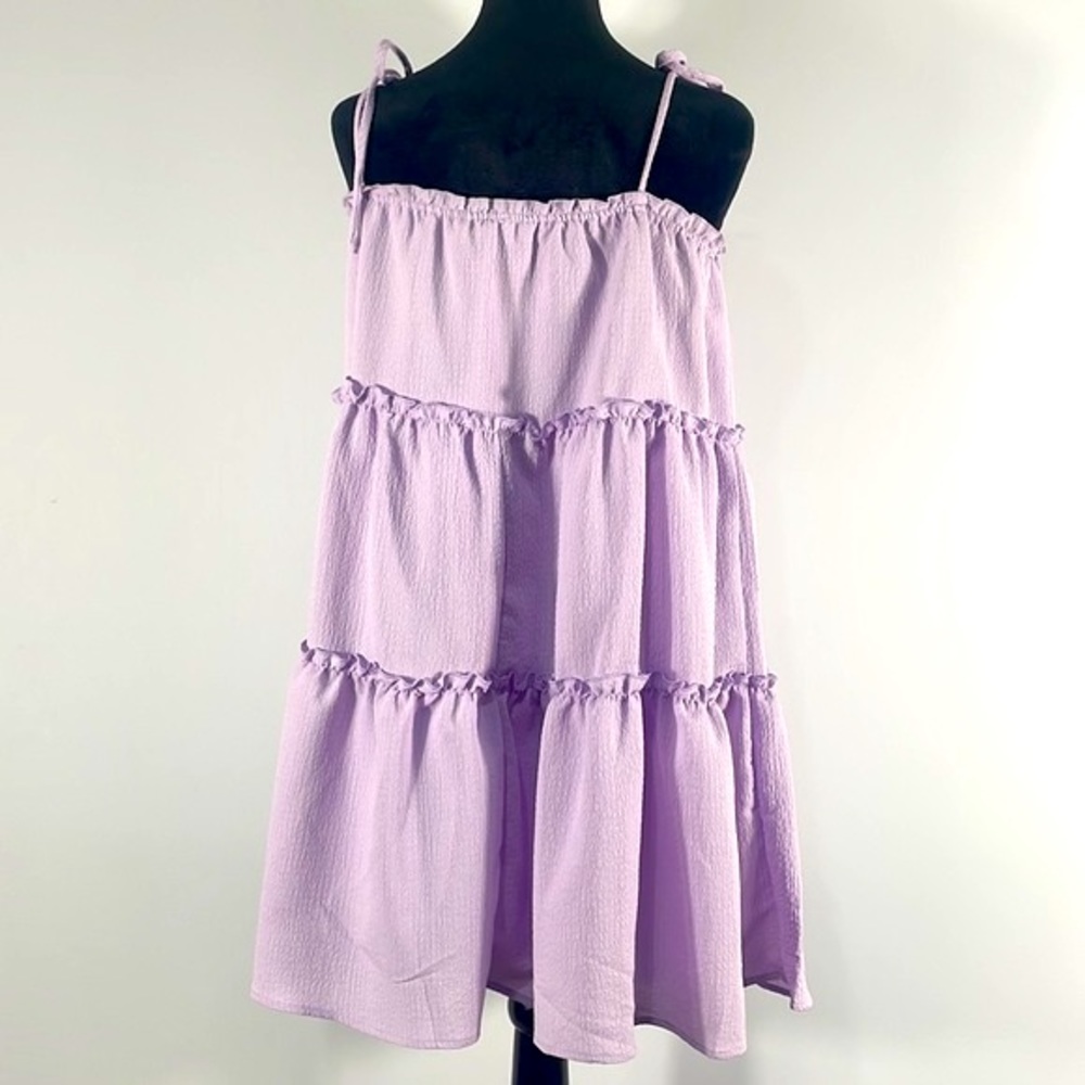 Baby doll, Tiered mini dress, Large, Lilac, purple - Picture 5 of 5